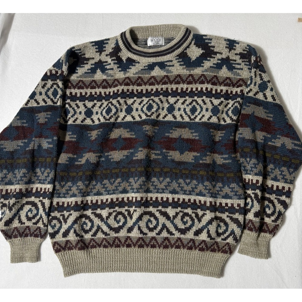 Vintage Sears Men's Store Crewneck Sweater Size XL Aztec Western Multicolor‎